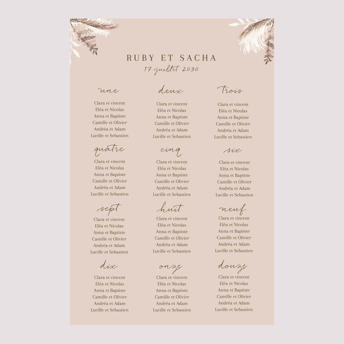 Plan de table Mariage Portrait Bohème floral photo N° 2