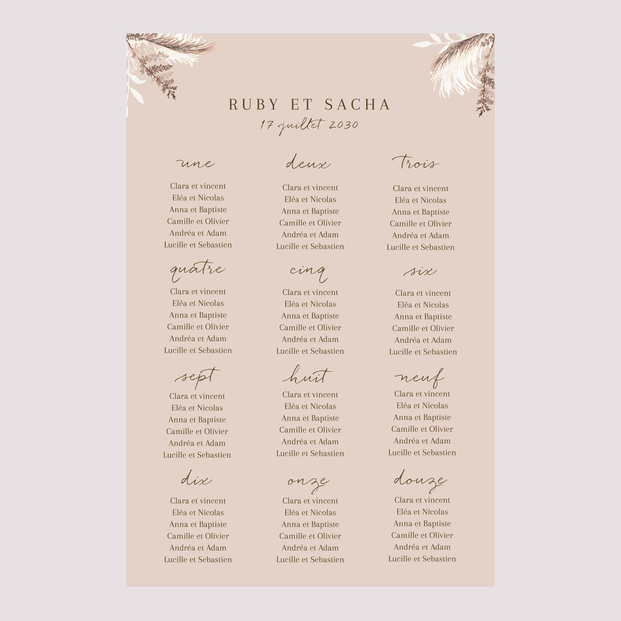 Plan de table Mariage Portrait Bohème floral photo N° 2