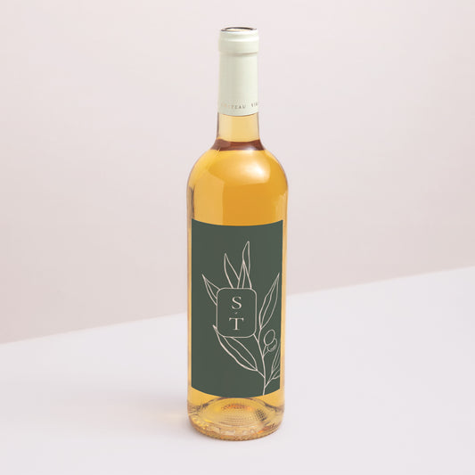 Etiquette bouteille Mariage Portrait L'union de l'olivier photo