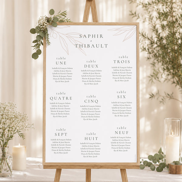 Plan de table Mariage Portrait L'union de l'olivier photo