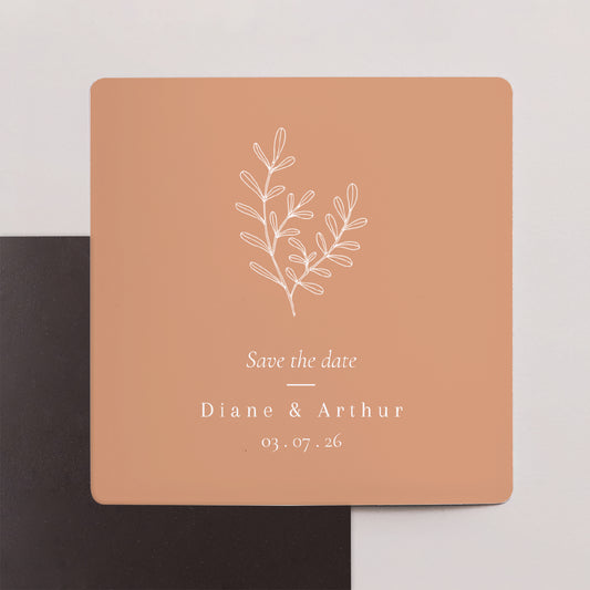 Save the date Mariage Lot de 9, magnétique Végétal Corail photo