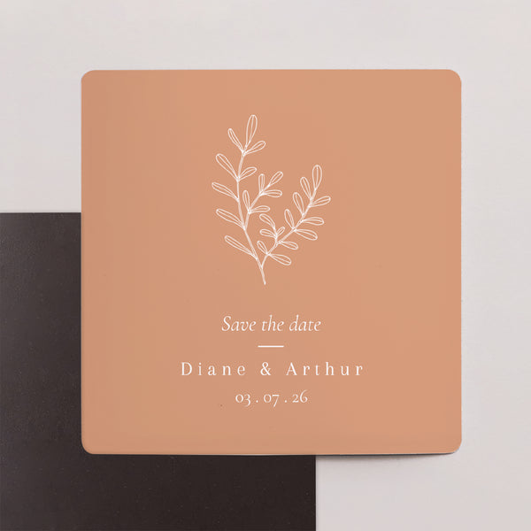 Save the date Mariage Lot de 9, magnétique Végétal Corail photo
