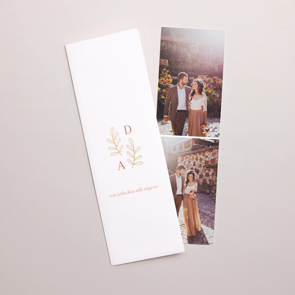 Remerciements Mariage Marque-page photo Végétal Corail photo