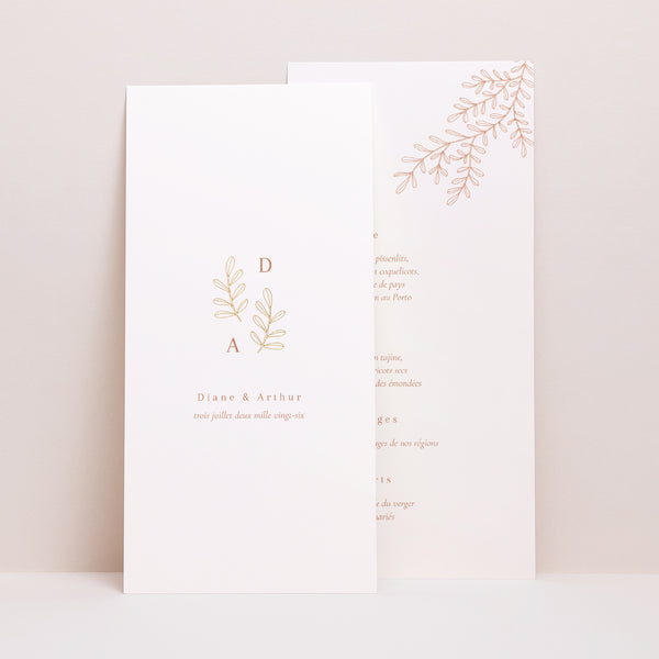 Menu Mariage Panoramique portrait Végétal Corail photo
