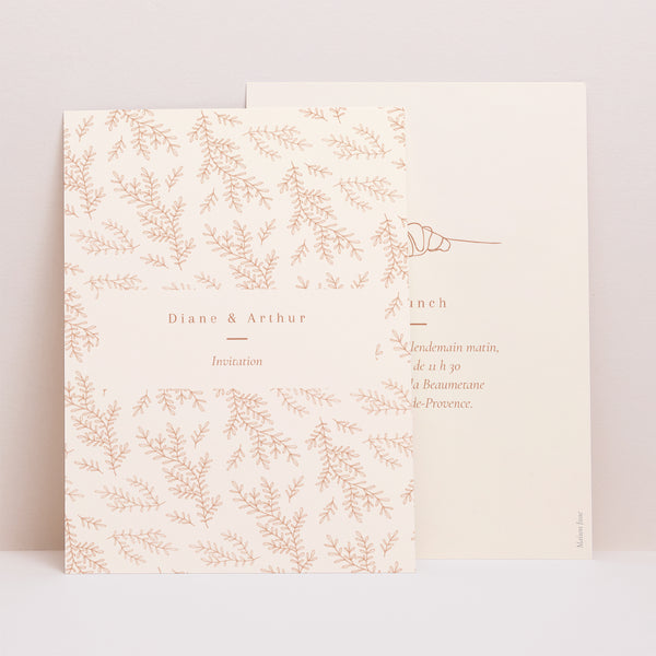 Invitations Mariage Portrait Végétal Corail photo