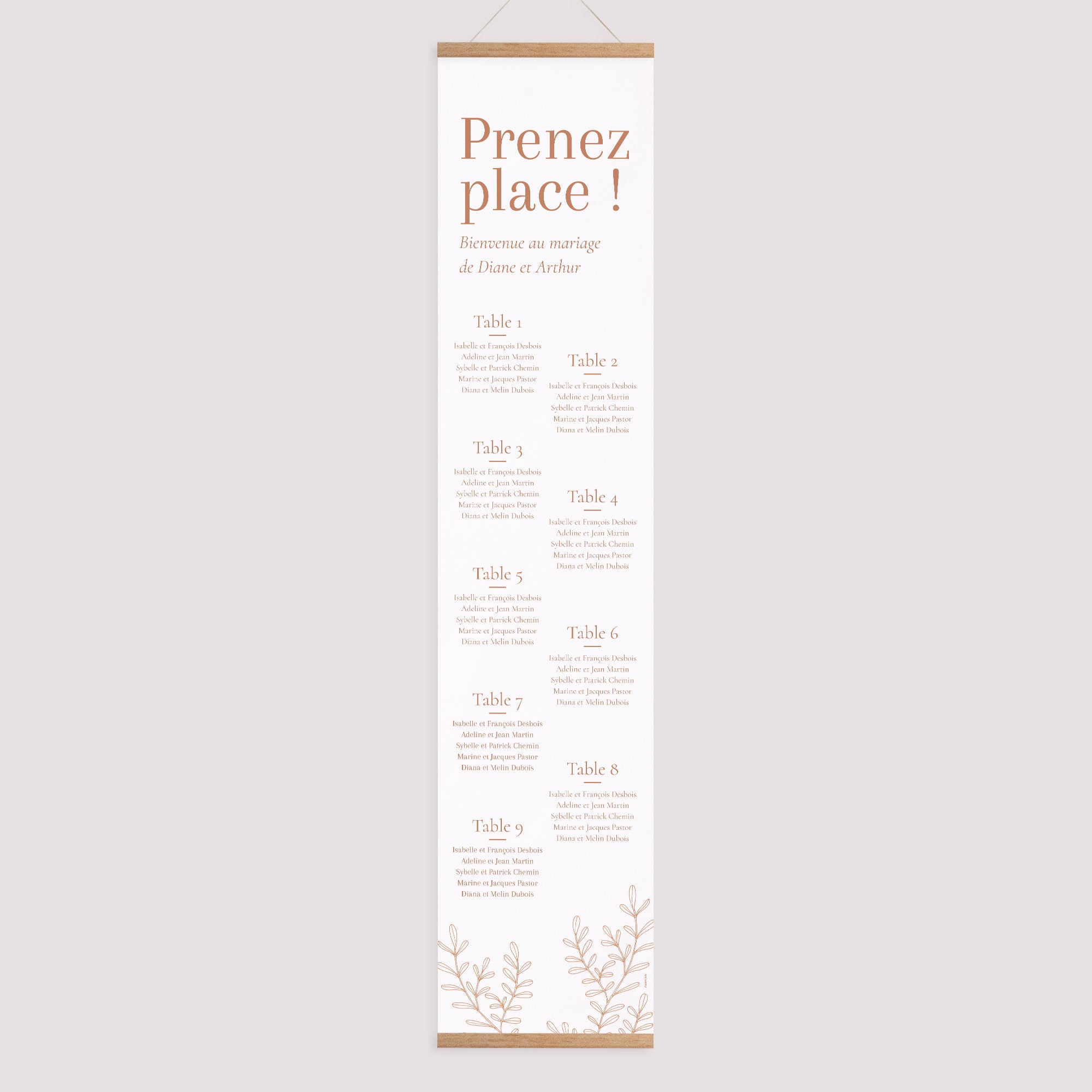 Plan de table Mariage Papier Végétal Corail photo N° 1