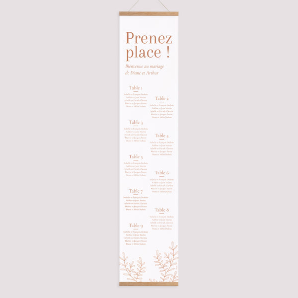 Plan de table Mariage Papier Végétal Corail photo