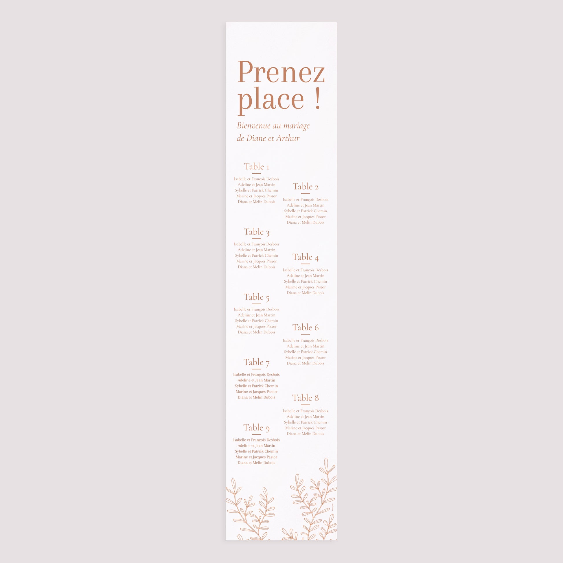 Plan de table Mariage Papier Végétal Corail photo N° 3