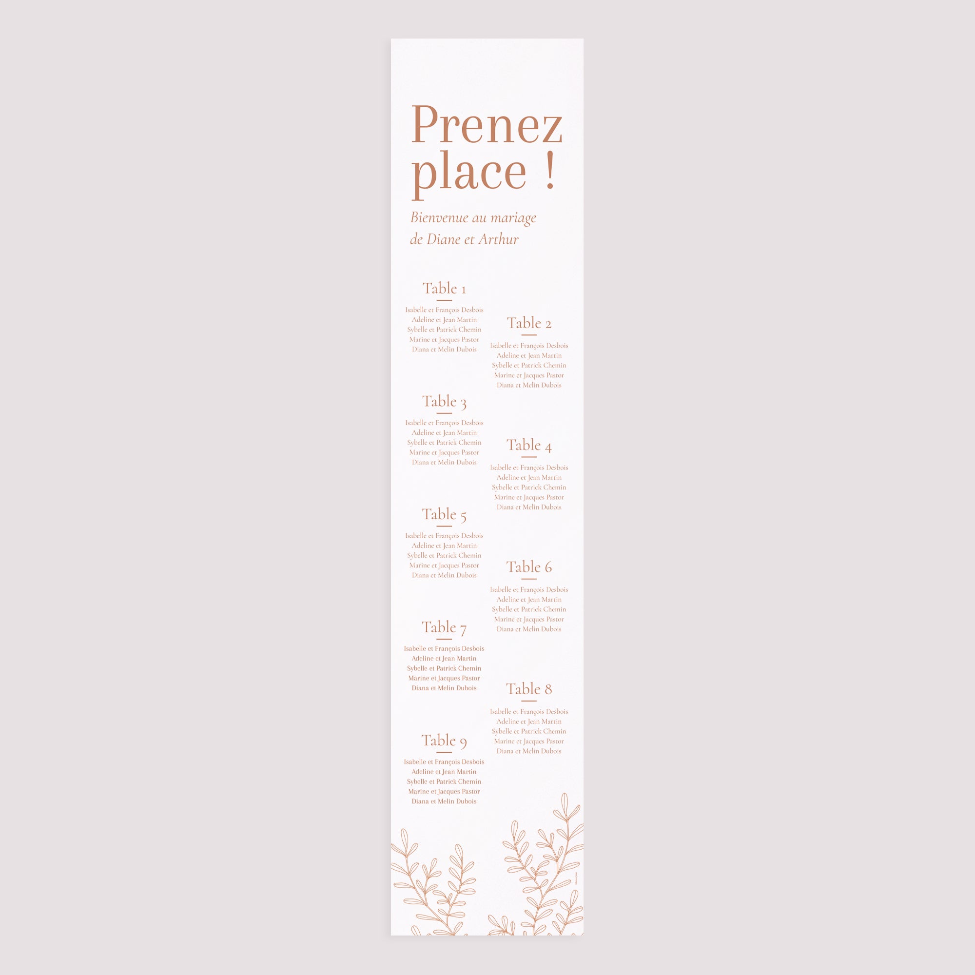 Plan de table Mariage Papier Végétal Corail photo N° 3