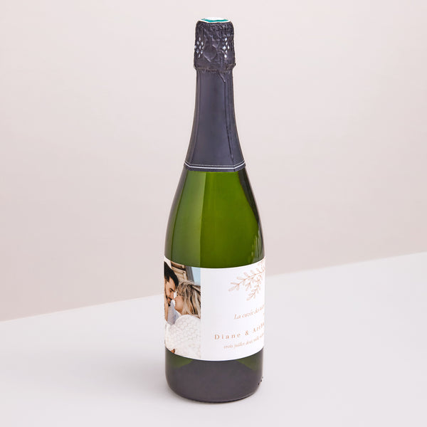 Etiquette bouteille Mariage Paysage Végétal Corail photo