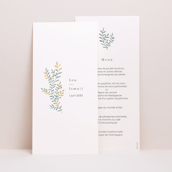 Menu Mariage Panoramique portrait Douceur d'or photo