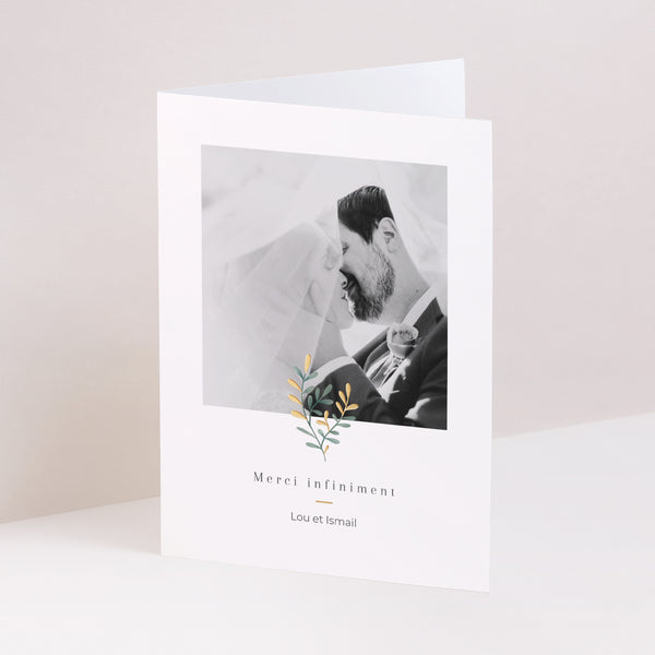 Remerciements Mariage Portrait double volet Douceur d'or photo