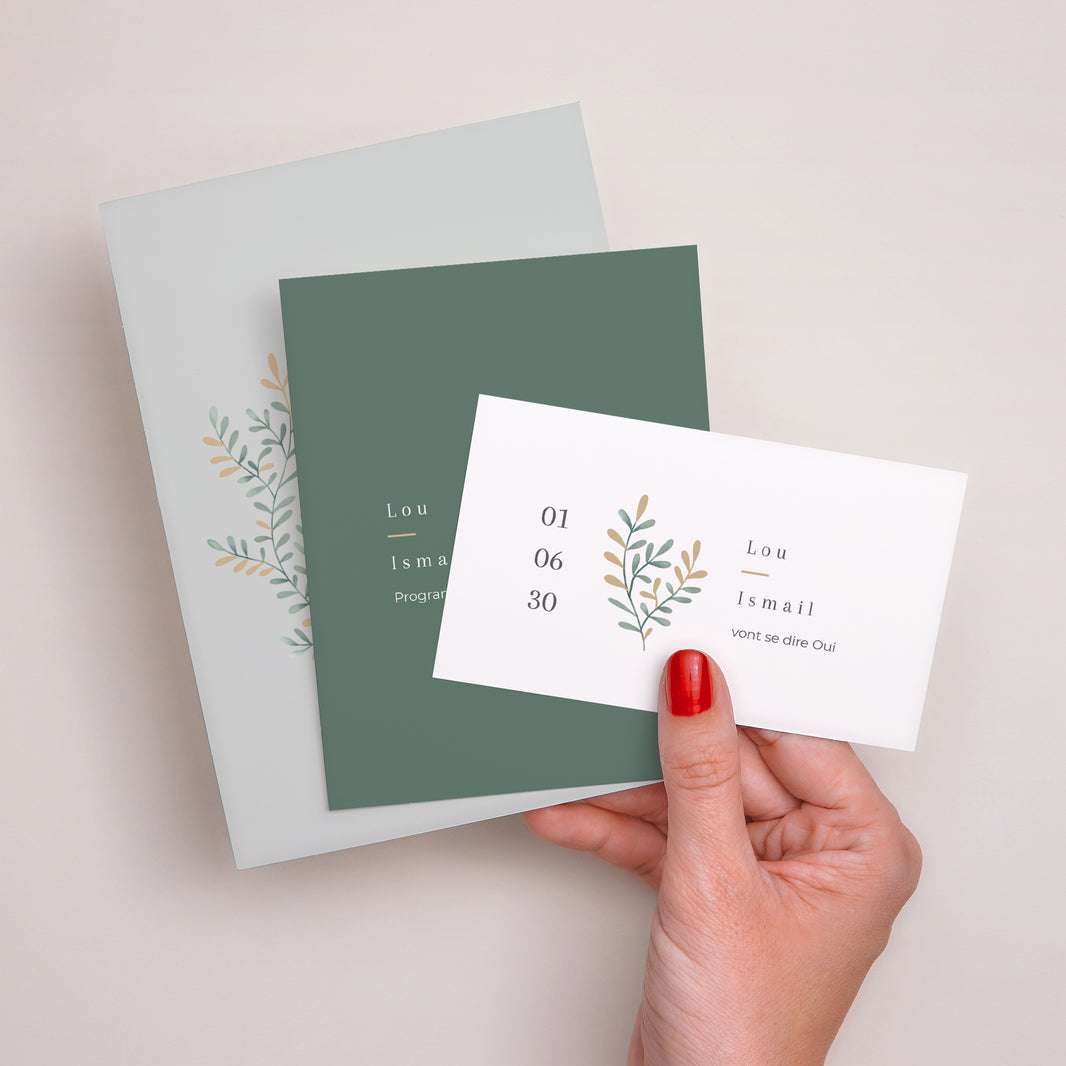 Faire-part Mariage 3 cartes, ruban Douceur d'or photo N° 3