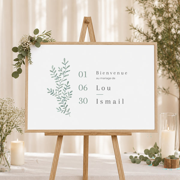 Panneau bienvenue Mariage Paysage 90 x 60 cm Douceur d'or photo