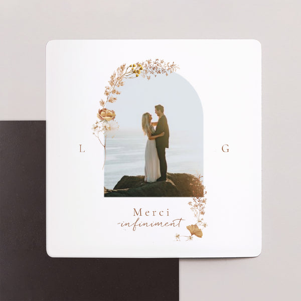 Remerciements Mariage Lot de 9, magnétique Champêtre crème chic photo