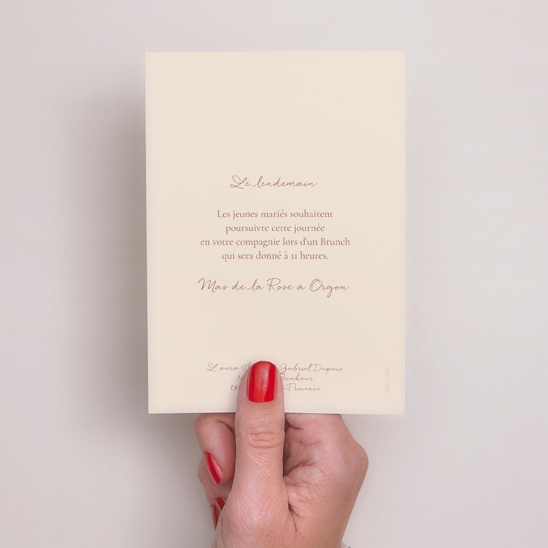 Invitations Mariage Portrait champêtre crème chic photo N° 3