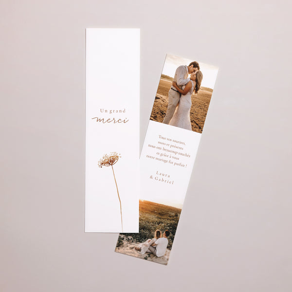 Remerciements Mariage Marque-page Champêtre crème chic photo