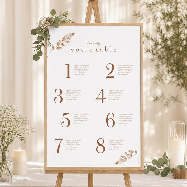 Plan de table Mariage Portrait 60 x 90 cm Champêtre crème chic photo