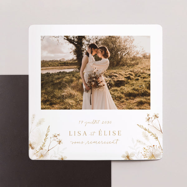 Remerciements Mariage Lot de 9, magnétique Bohème crème photo