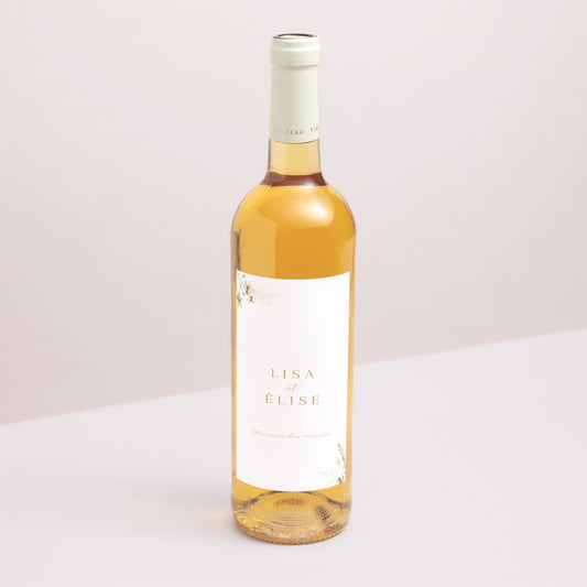 Etiquette bouteille Mariage Portrait Bohème crème photo