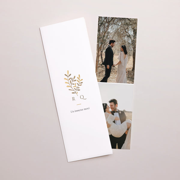 Remerciements Mariage Marque-page photo Végétal sépia doré photo