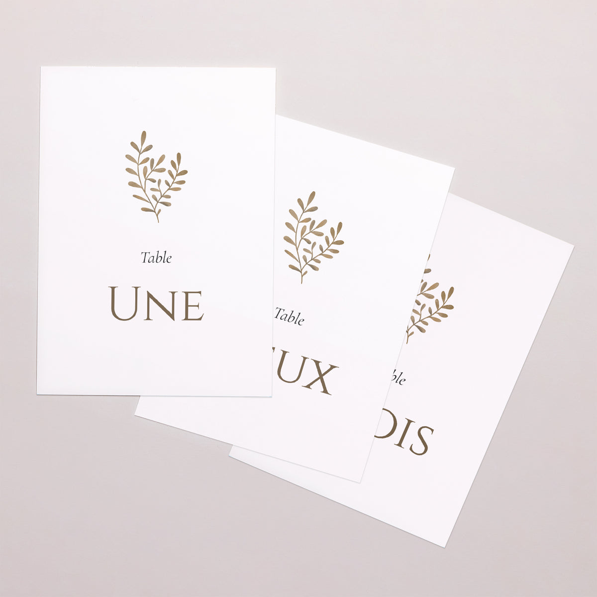 Marque table Mariage Rectangle Végétal sépia doré – Maison June