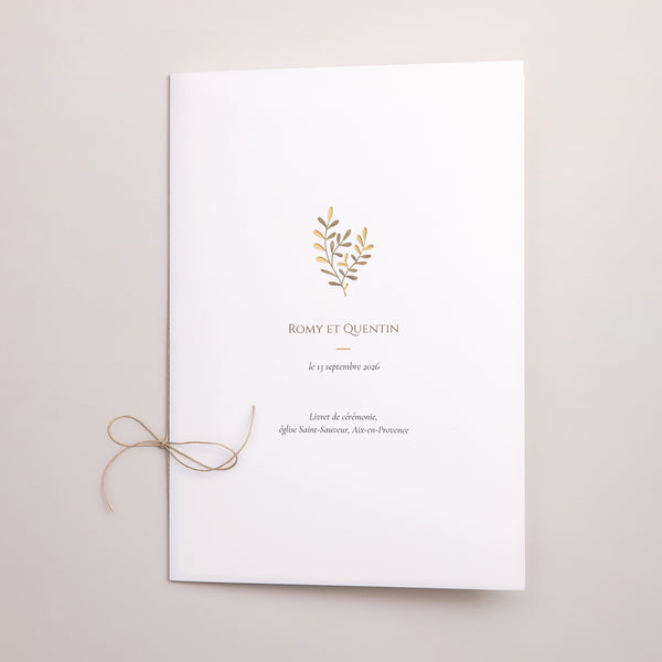Livret de messe Mariage Double volet Végétal sépia doré photo