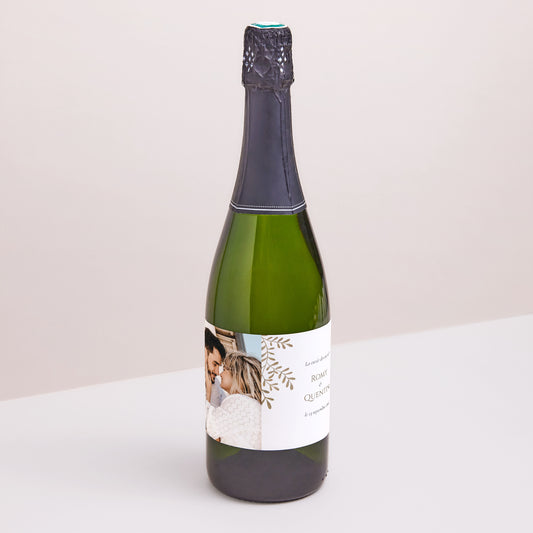 Etiquette bouteille Mariage Paysage Végétal sépia doré photo