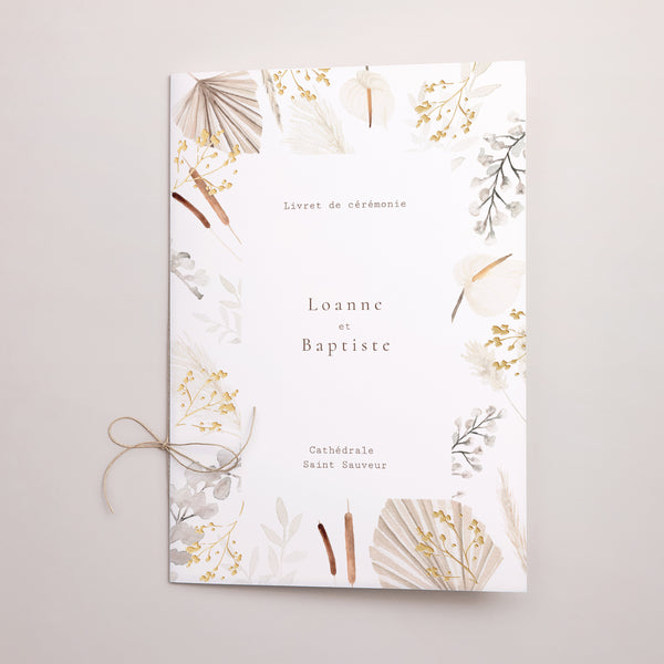 Livret de messe Mariage Double volet Fleurs Séchées photo