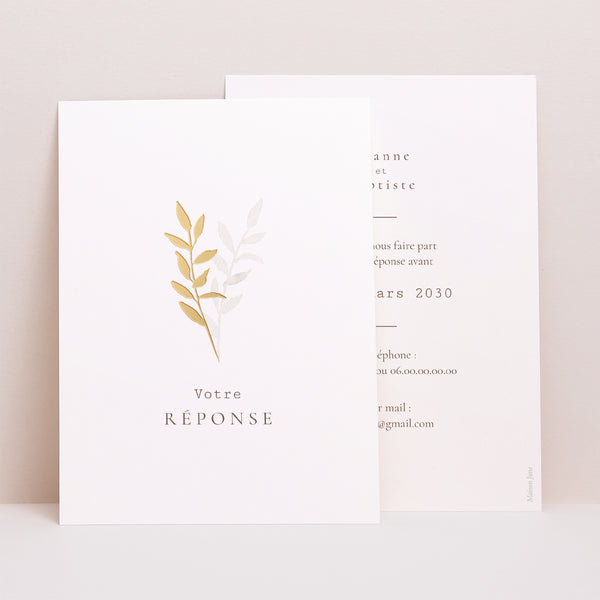 Carton réponse Mariage Portrait Fleurs Séchées photo