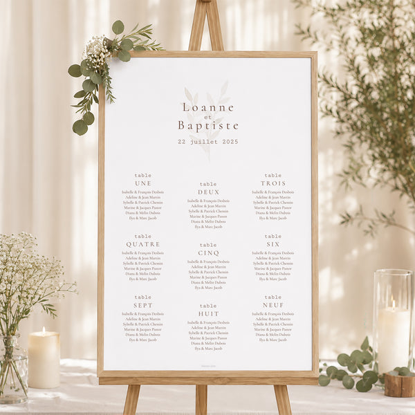 Plan de table Mariage Portrait 60 x 90 cm Fleurs Séchées photo