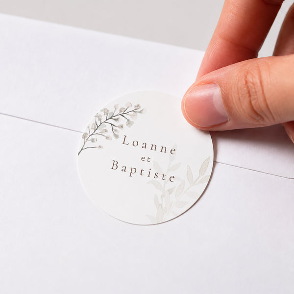 Sticker Mariage Rond Fleurs Séchées photo