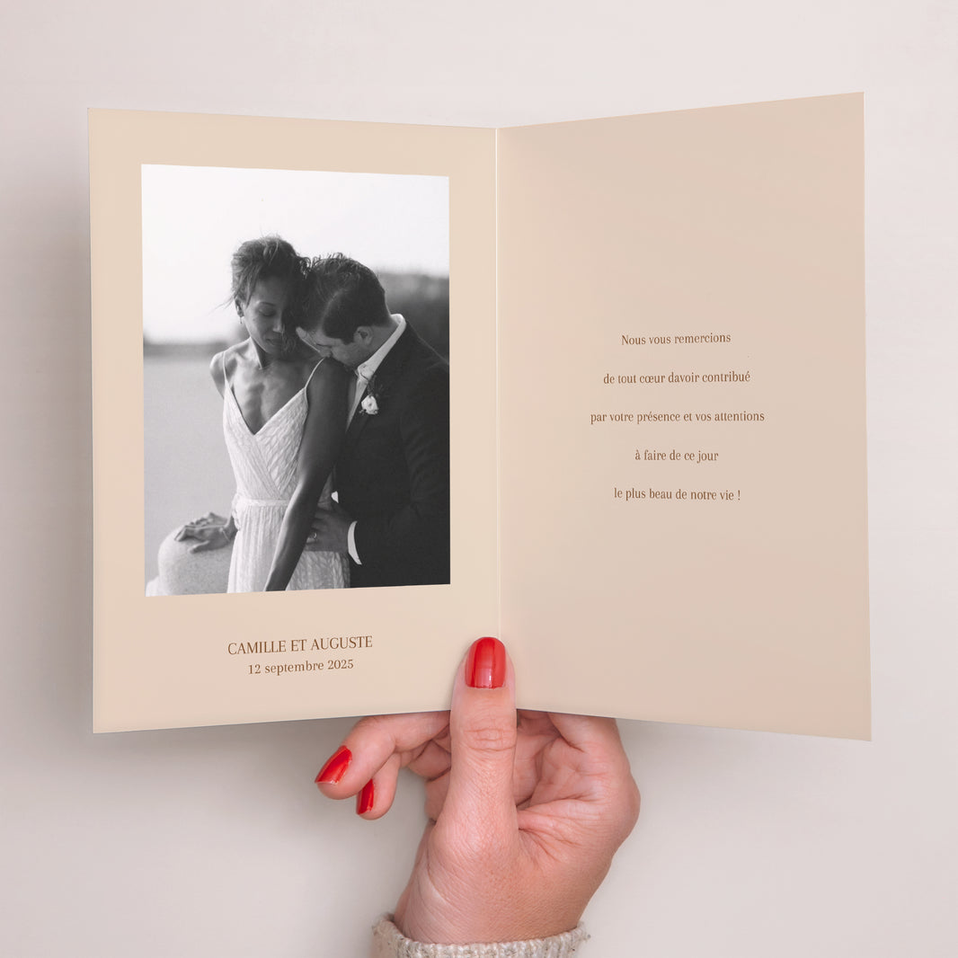 Remerciements Mariage Portrait double volet Bord de Mer photo N° 2