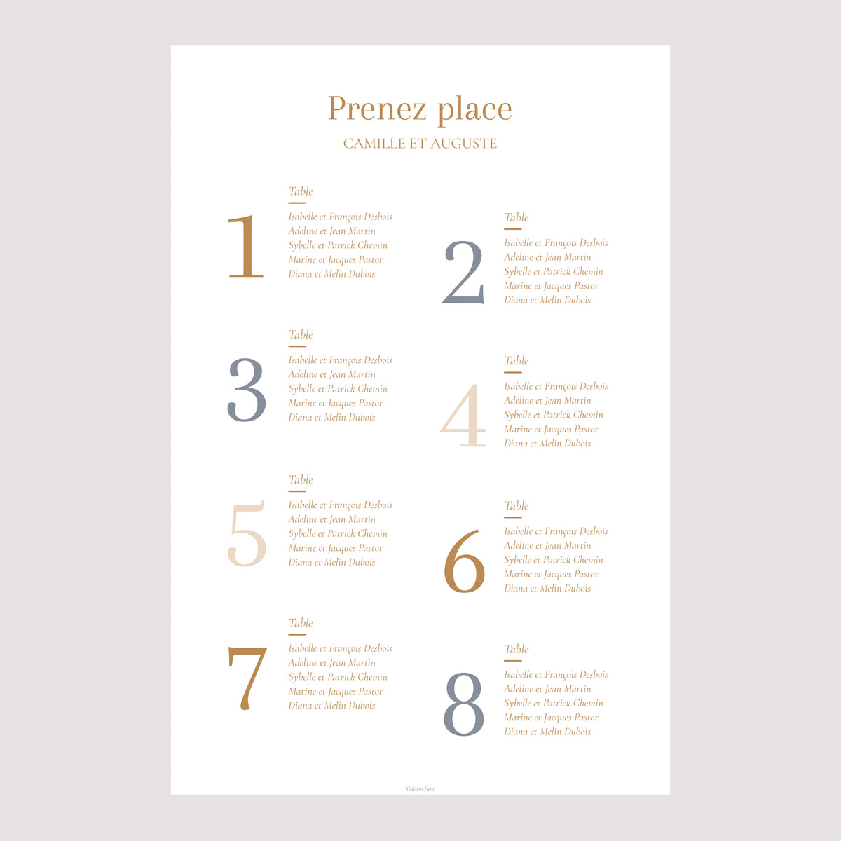 Plan de table Mariage Portrait Bord de Mer photo N° 2