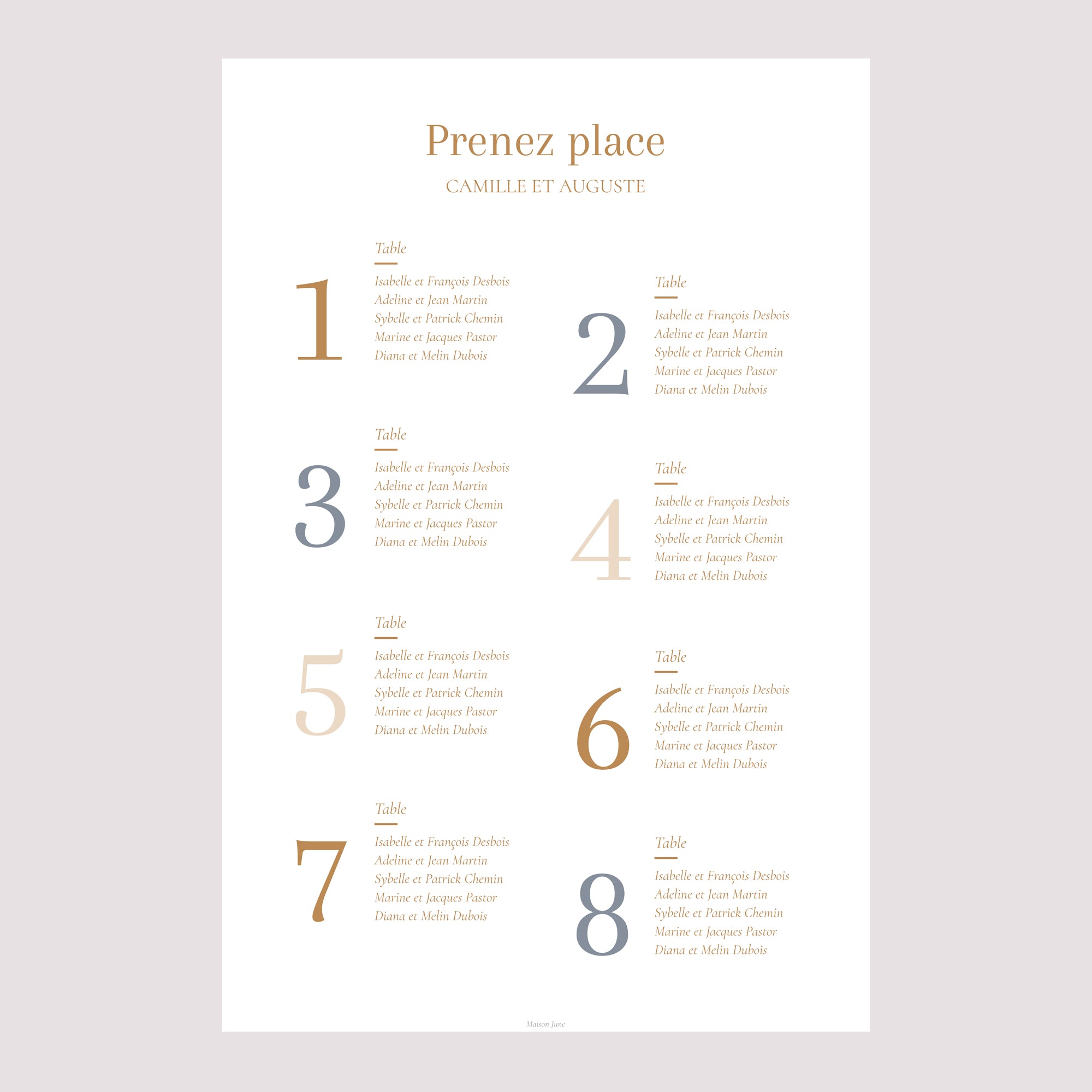 Plan de table Mariage Portrait Bord de Mer photo N° 2