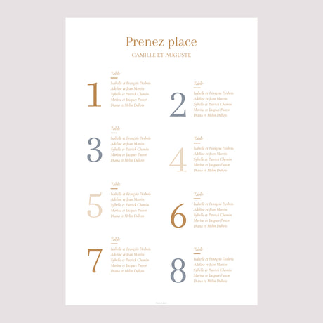 Plan de table Mariage Portrait Bord de Mer