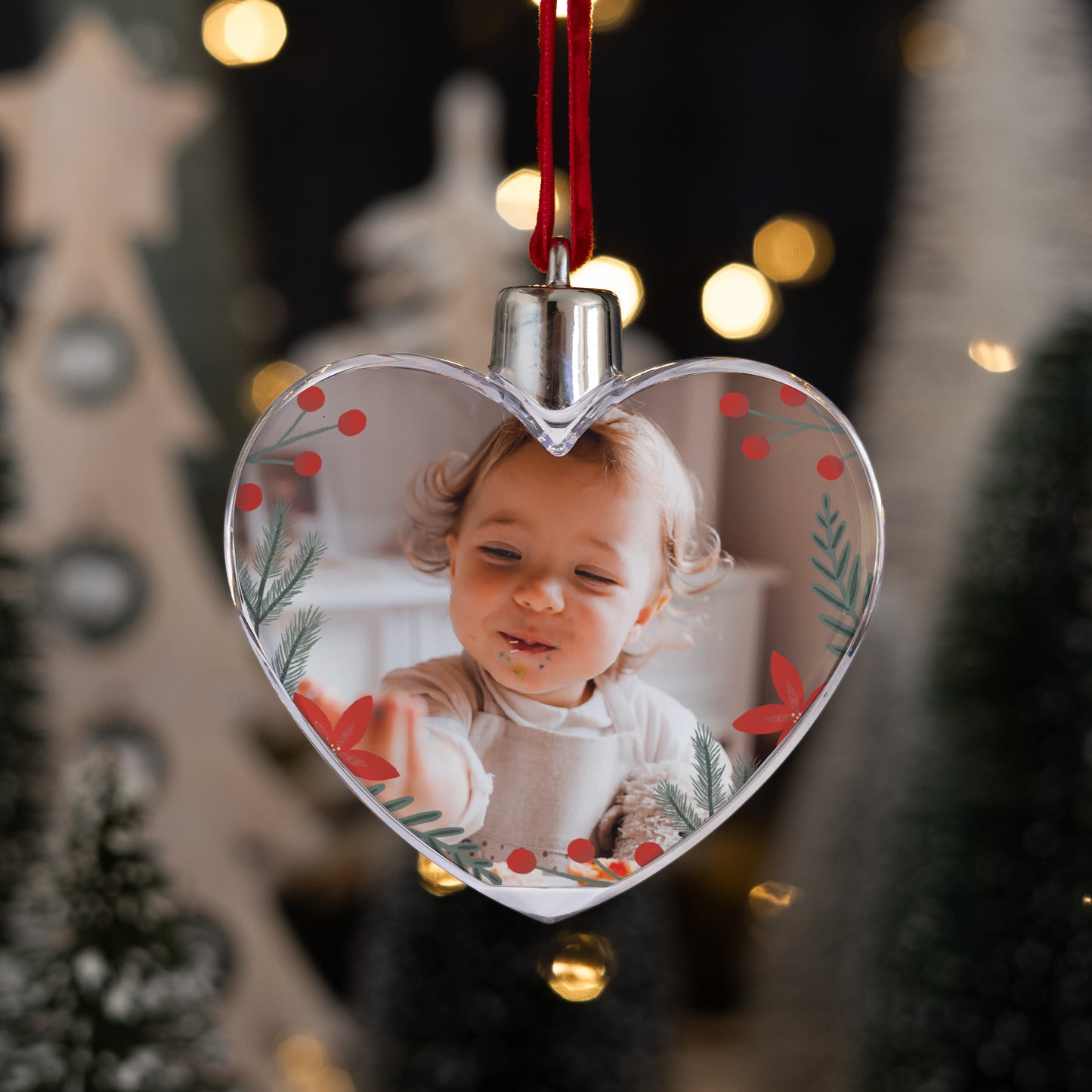 Boule de Noël Fin d'année Cœur Baies rouges photo N° 1