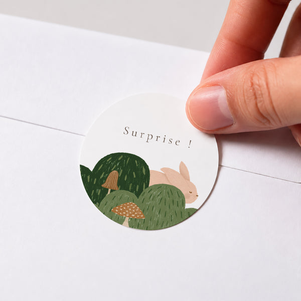 Sticker Naissance Rond Il était une fois les animaux de la forêt photo