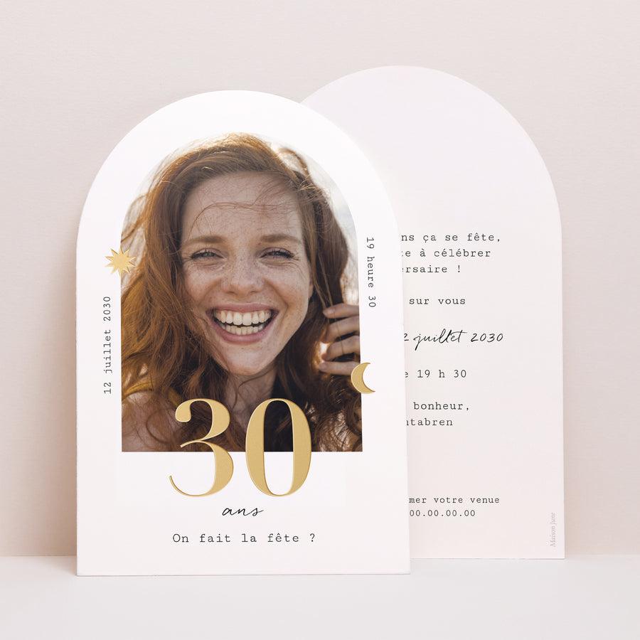 Invitations Anniversaire Adulte Arche Arche Typo, 30 ans photo