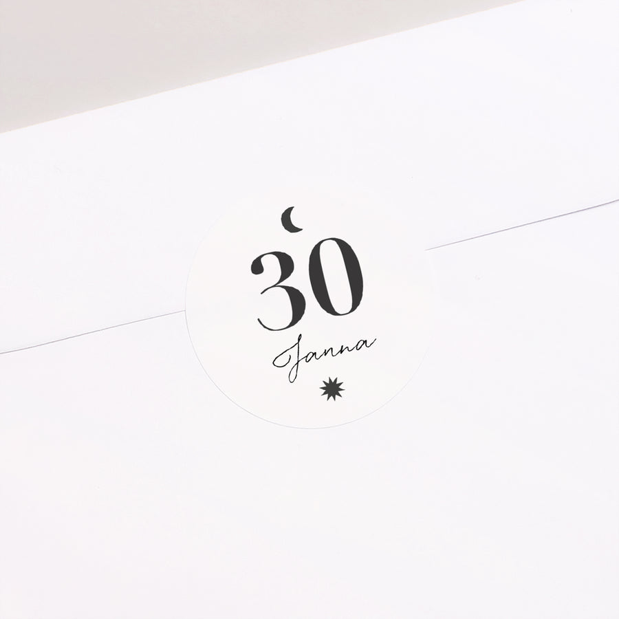 Sticker Anniversaire Adulte Rond Arche Typo, 30 ans photo