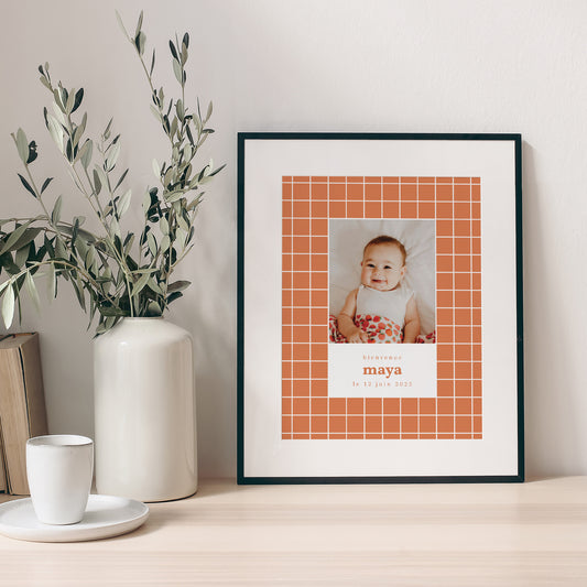Affiche Naissance Portrait Tomettes, Décentré photo