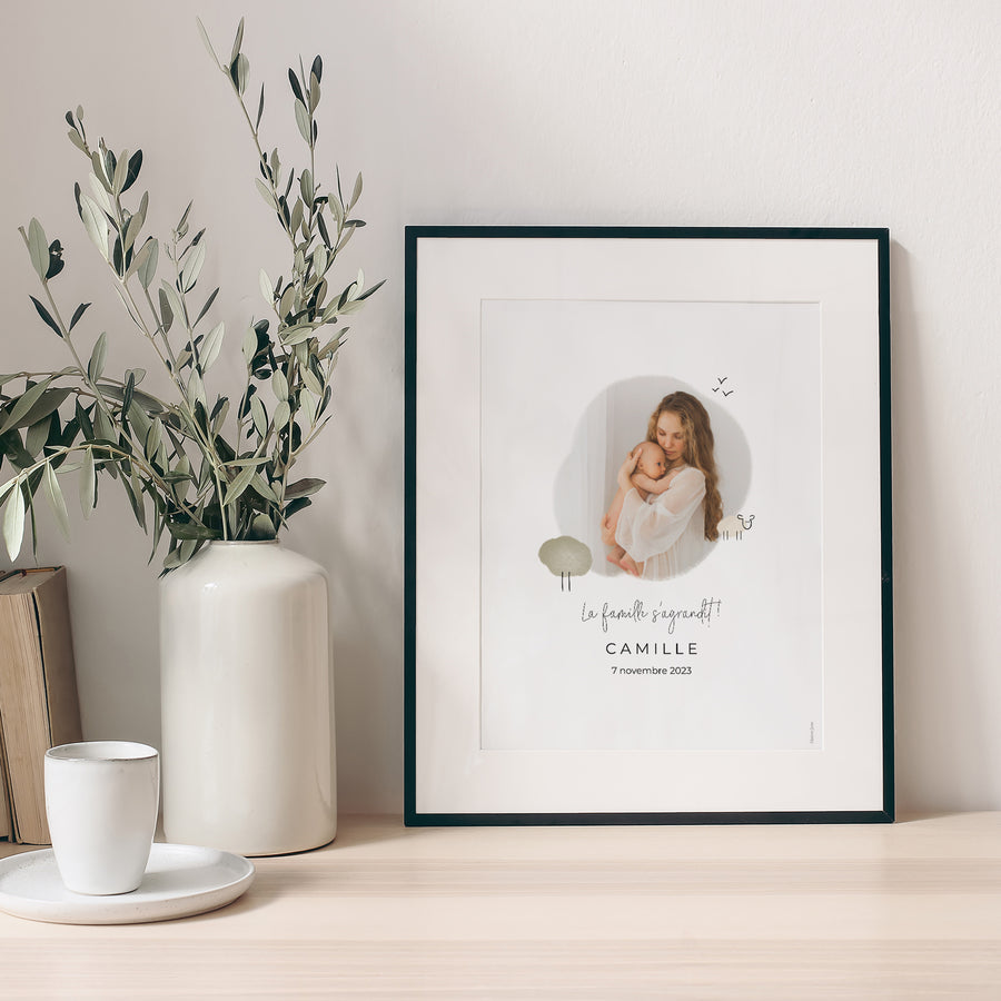 Affiche Naissance Portrait Mouton crayonné photo