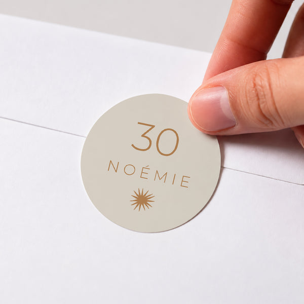 Sticker Anniversaire Adulte Rond Sun Party, 30 ans, Ovale photo