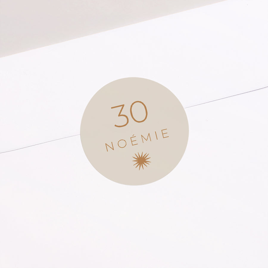 Sticker Anniversaire Adulte Rond Sun Party, 30 ans, Ovale photo