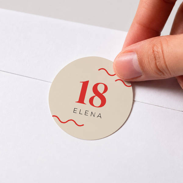 Sticker Anniversaire Adulte Rond Arche Photo fille, 18 ans photo