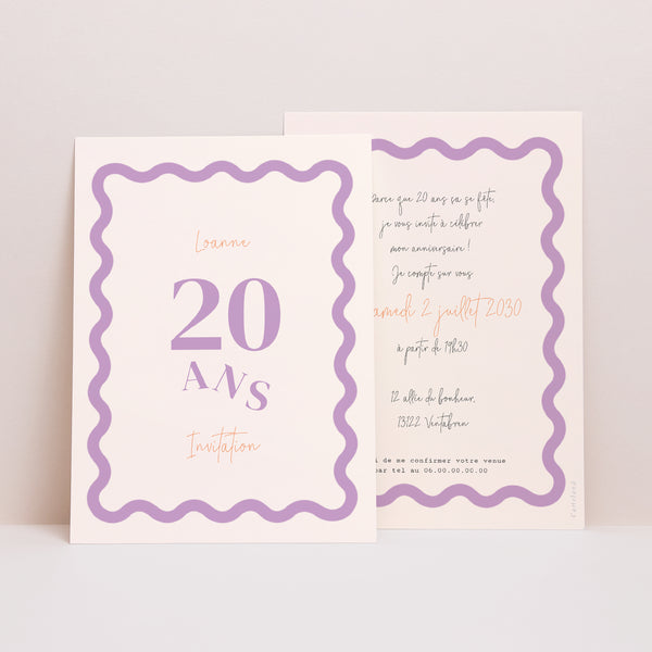 Invitations Anniversaire Adulte Portrait Rectangle ondulé photo