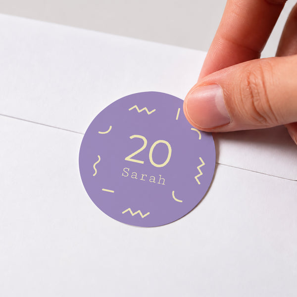 Sticker Anniversaire Adulte Rond Confettis Dorés photo