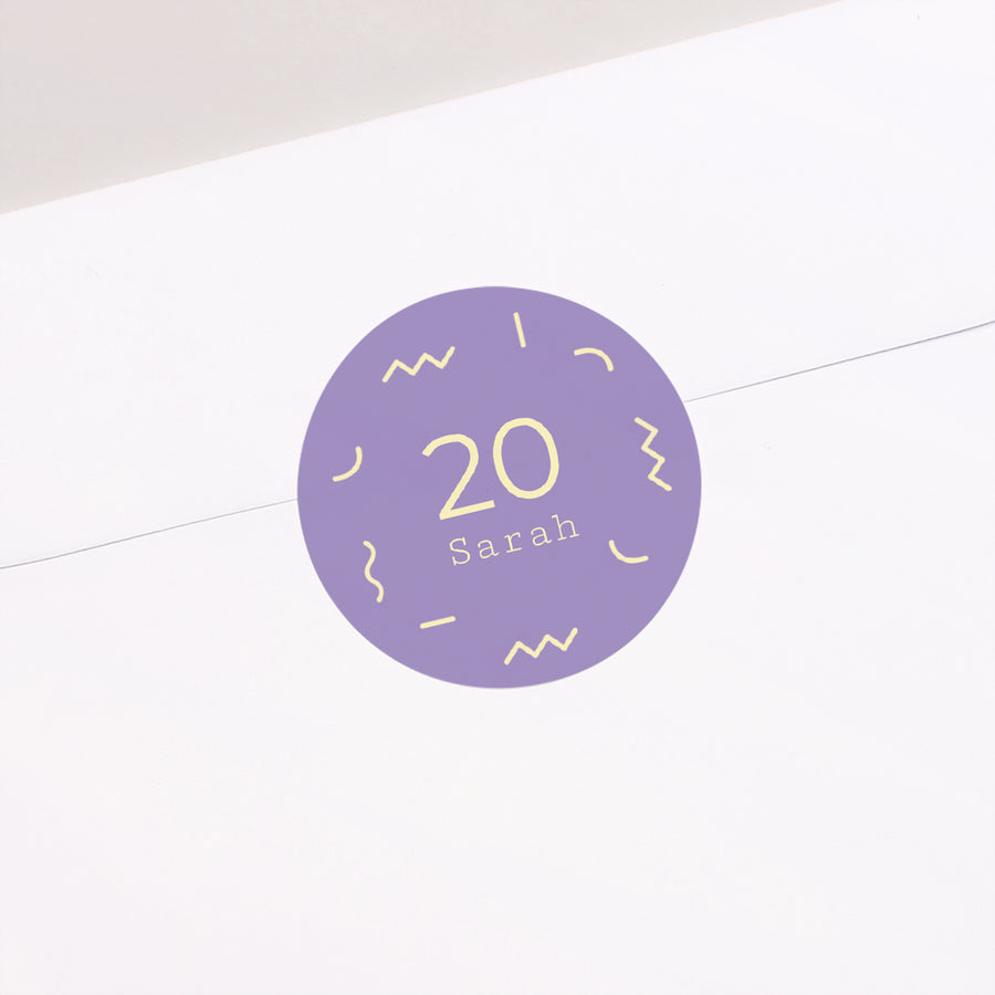 Sticker Anniversaire Adulte Rond Confettis Dorés photo