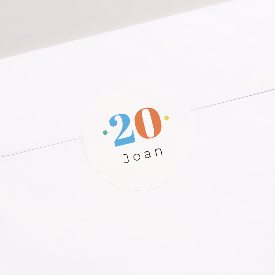 Sticker Anniversaire Adulte Rond hommes rond multicolore photo