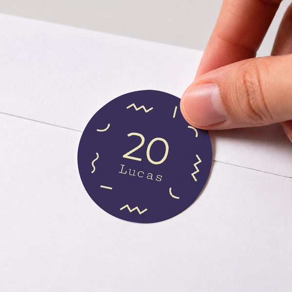 Sticker Anniversaire Adulte Rond Confettis Dorés Pop photo